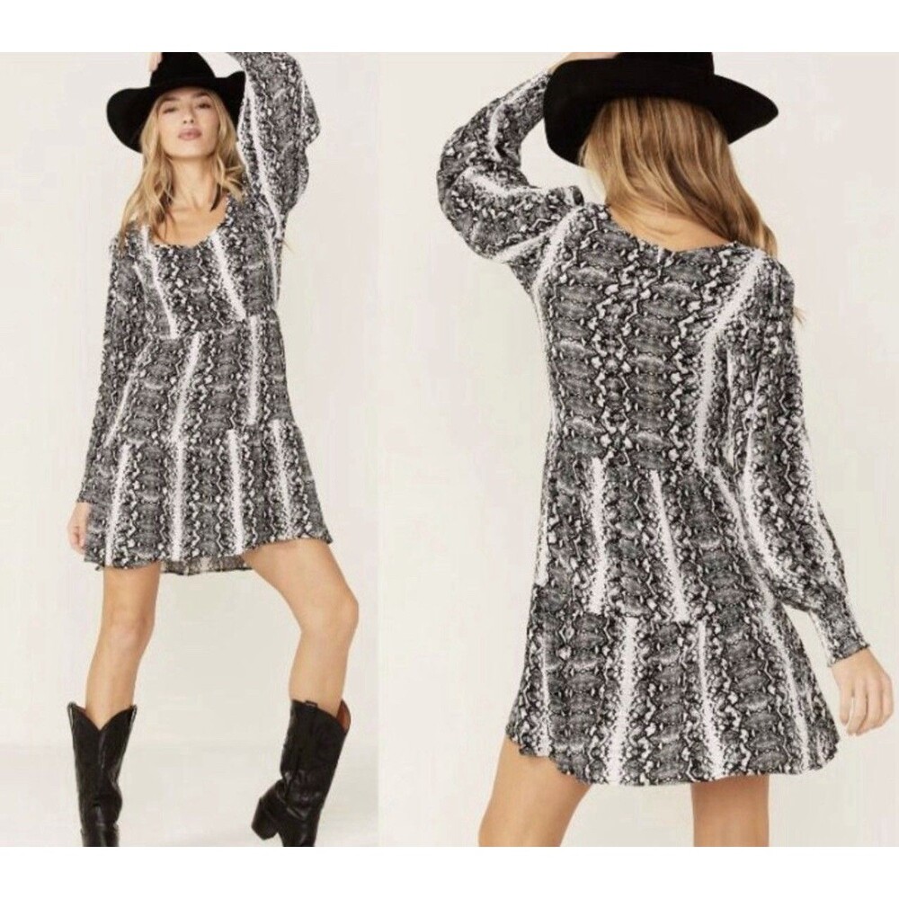 Wrangler Retro Snake Print Dress XXL Boho Tiered Mini Western NWT